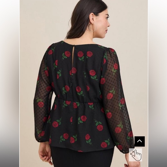 Peplum Chiffon Clip Dot Puff Sleeve 🔝 by torrid Size 3x - Picture 4 of 7